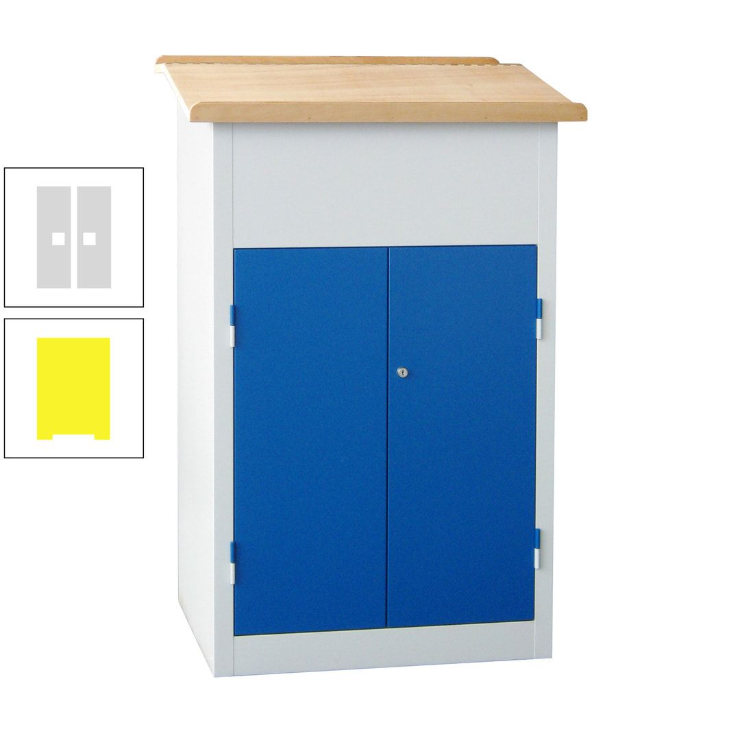 Stehpult mit Schrank - Vollblechtür - Zylinderschloss - 2 Böden - 1.200 x 700 x 600 mm (HxBxT) - anthrazitgrau