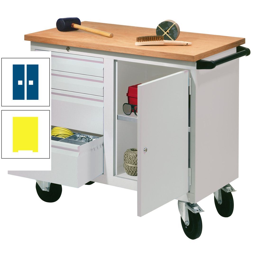 Mobile Werkbank - Werkstattwagen - 915 x 1.090 x 600 mm - 4 Schubladen und Schrankfach - anthrazitgrau