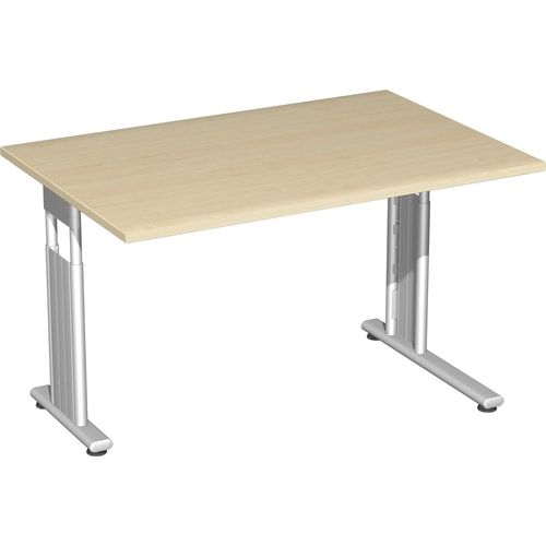 Schreibtisch - C-Fuß Flex - Bürotisch - höhenverstellbar - 820 x 1.200 x 800 mm (HxBxT) - Dekor Ahorn - Gestell silber