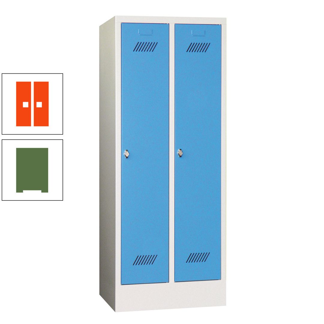 Spindschrank f. Schulen - mit Sockel - Höhe 1.600 mm - 2 Abteile a 300 mm - Drehriegel - anthrazitgrau