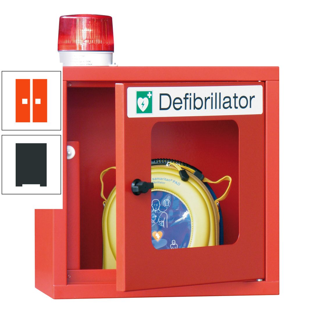 Defibrillatorenschrank mit akustischem und optischem Alarm - 490 x 400 x 200 mm (HxBxT) - Sichtfenster - anthrazitgrau