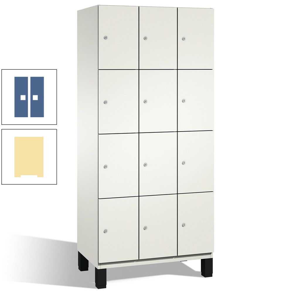Fächerschrank, Stahlschrank, 12 Fächer, Türöffnungsbegrenzer, mit Füßen, Korpus lichtgrau, Tür anthrazitgrau, 1.980 x 900 x 525 mm (HxBxT)