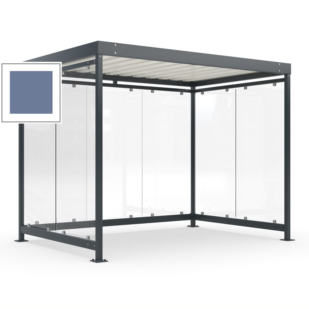 Raucherunterstand, Bausatz, Fahrgastunterstand, Bushaltestelle, 2.510 x 3.180 x 2.165 mm (HxBxT), 7 Wände, Achatgrau