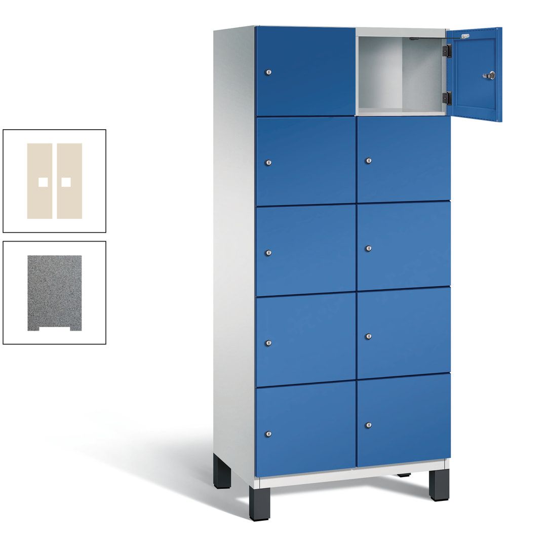 Fächerschrank, Stahlschrank, 10 Fächer, Türöffnungsbegrenzer, Füße, 1.980 x 800 x 525 mm (HxBxT), Korpus anthrazitgrau, Front anthrazitgrau