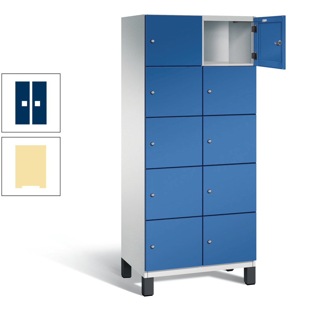Fächerschrank, Stahlschrank, 10 Fächer, Türöffnungsbegrenzer, Füße, 1.980 x 800 x 525 mm (HxBxT), Korpus anthrazitgrau, Front anthrazitgrau