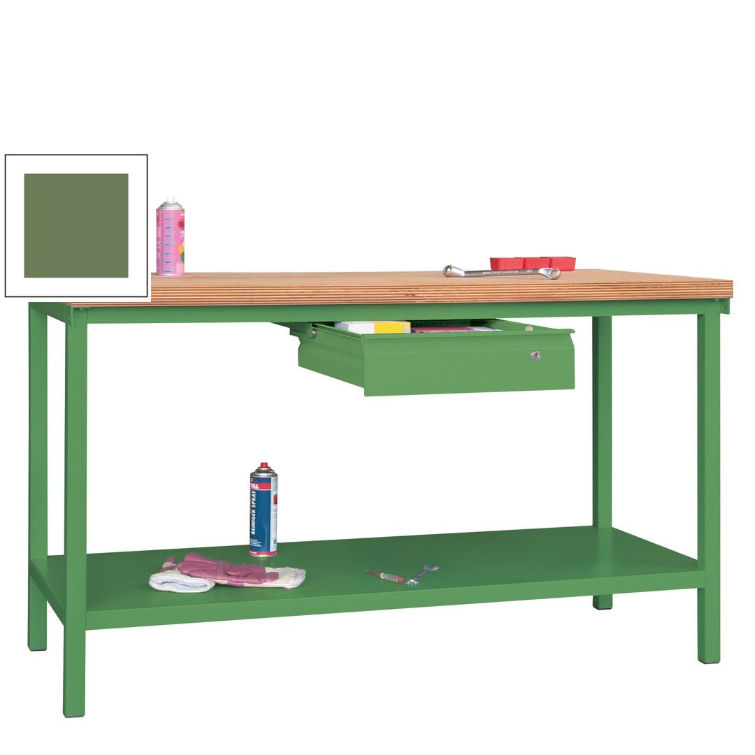 Werkbank mit Ablageboden - 1 Schublade - 900 x 1.500 x 700 mm (HxBxT) - Traglast 1.050 kg - anthrazitgrau