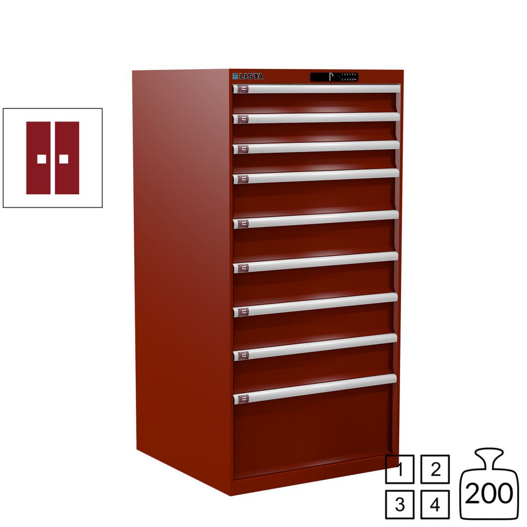Lista Schubladenschrank - 13.106.010 - 1.450x717x725 mm (HxBxT) - 9 Schubladen - 200 kg - Key Lock - lichtblau (RAL 5012)