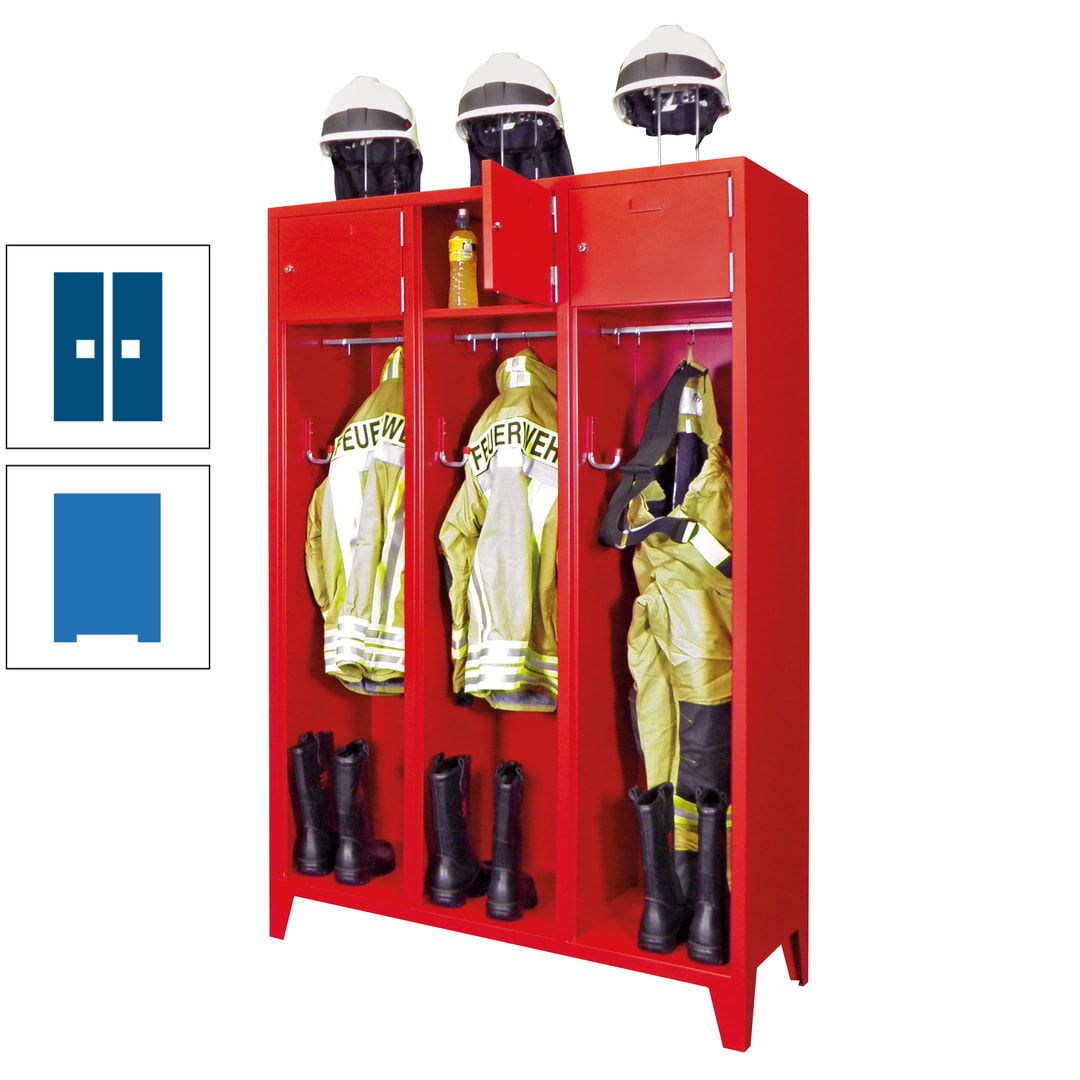 Feuerwehrschrank - 2 Abteile - Ablagefach mit Tür, Etikettenrahmen - 2.100 x 830 x 500 mm (HxBxT) - anthrazitgrau