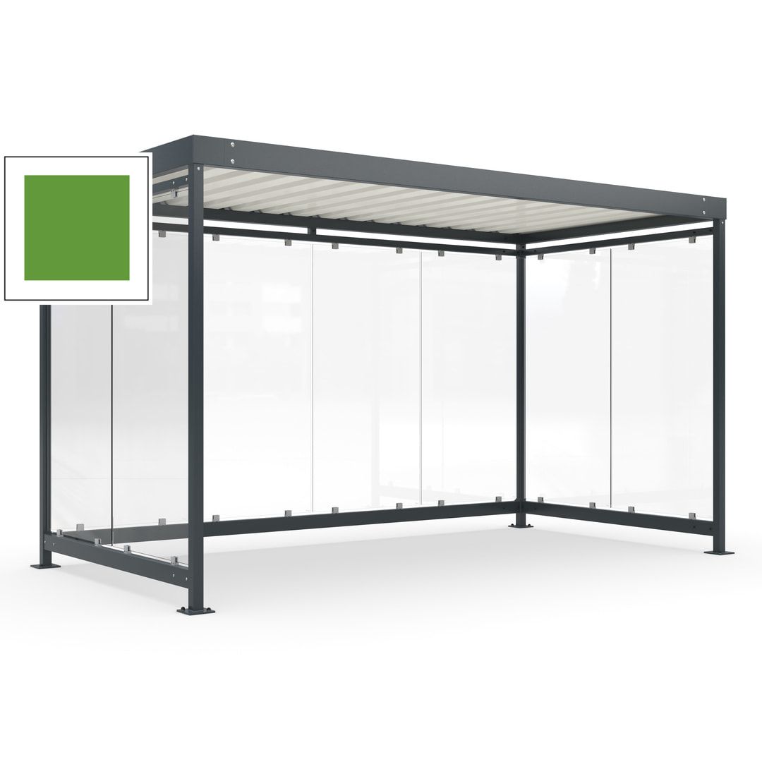 Fahrradunterstand, Fahrgastunterstand, Bushaltestelle, Bausatz, 12-13 Personen, 2.510 x 4.195 x 2.165 mm (HxBxT), 8 Wände, Achatgrau