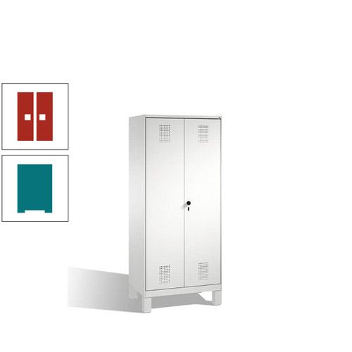 Doppel-Spind, Doppeltüren, Garderobenschrank mit Füßen, 2 Abteile a 400 mm, Korpus anthrazitgrau, Tür anthrazitgrau, 1.850 x 800 x 500 mm (HxBxT)