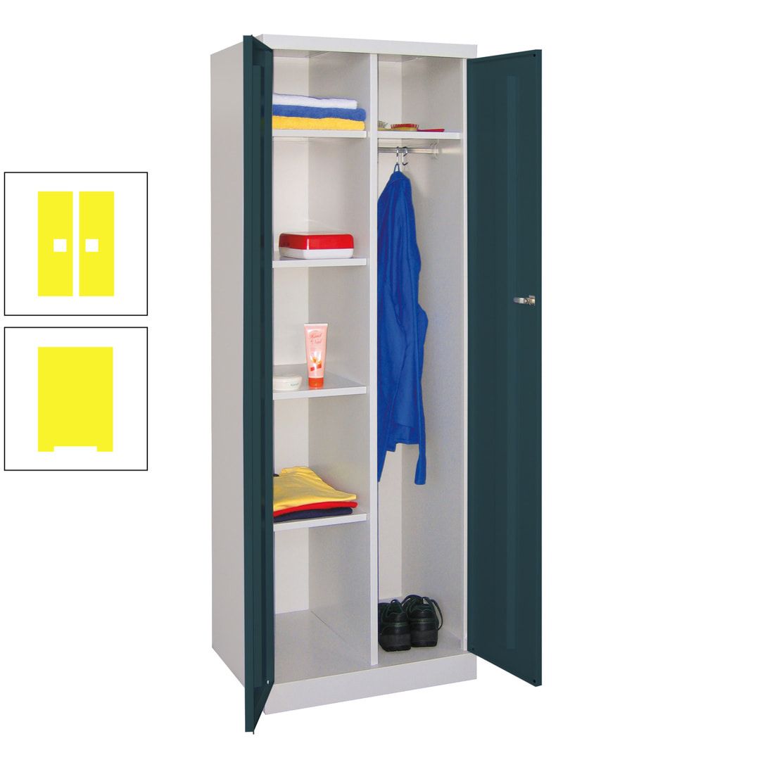 Kleiderschrank mit Sockel - Spind - 1 Abteil mit Trennwand - 1.800x600x500 mm (HxBxT) - Zylinderschloss - anthrazitgrau