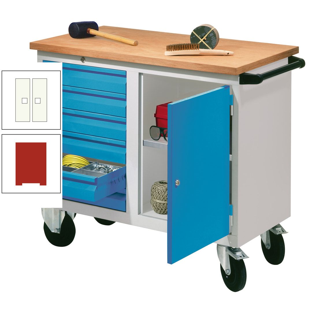 Mobile Werkbank - Werkstattwagen - 915 x 1.090 x 600 mm - 6 Schubladen und Schrankfach - anthrazitgrau