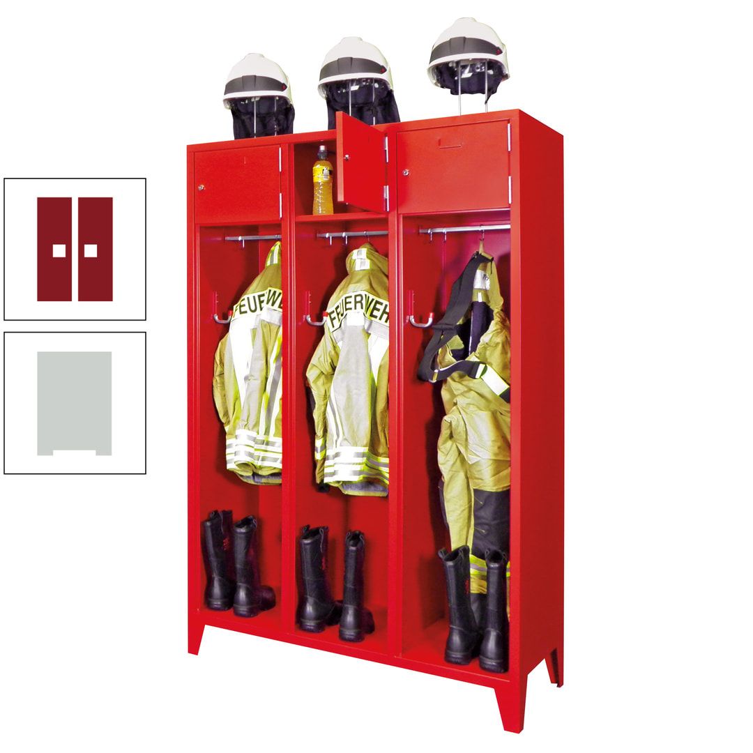 Feuerwehrschrank - 2 Abteile - Ablagefach mit Tür, Etikettenrahmen - 2.100 x 830 x 500 mm (HxBxT) - anthrazitgrau