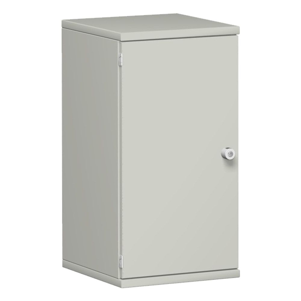 Flügeltürenschrank, Holztüren, Schloßseite links, 2 Ordnerhöhen, 1 Einlegeboden, 768 x 600 x 425 mm (HxBxT), Frontfarbe Ahorn, Korpusfarbe Ahorn