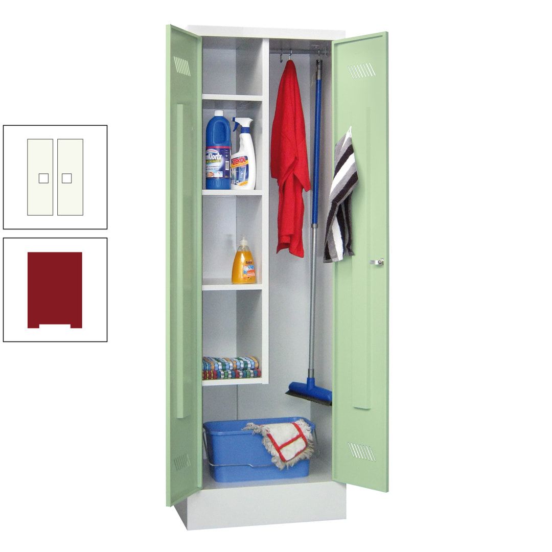Putzschrank mit Sockel - 1 Abteil mit Trennwand - 1.850x600x500 mm (HxBxT) - Drehriegel - anthrazitgrau