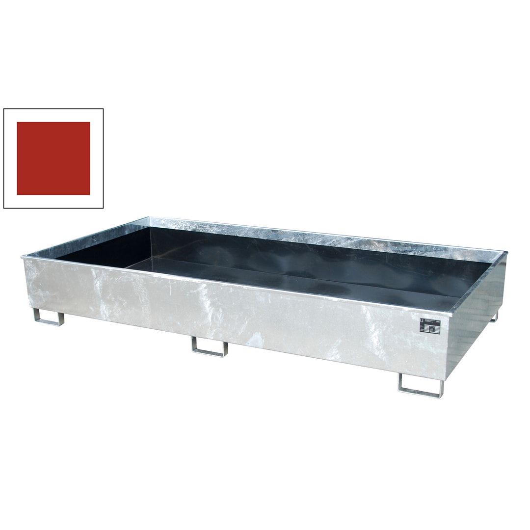 Regal-Bodenwanne mit PE-Einsatz - Feldbreite 2.700 mm - 1.000 l - Gitterrost - mausgrau