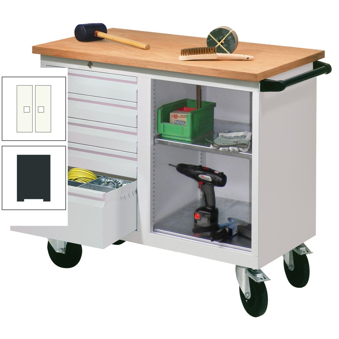 Mobile Werkbank - Werkstattwagen - 915 x 1.090 x 600 mm - 5 Schubladen und Ablagefach - anthrazitgrau