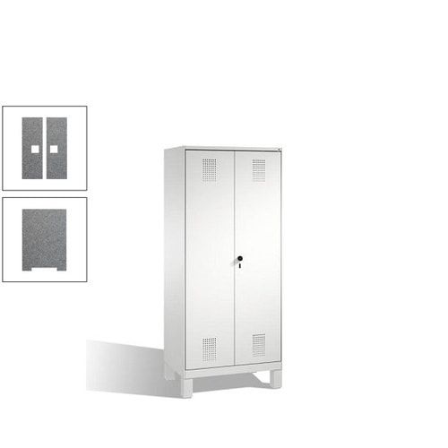 Doppel-Spind, Doppeltüren, Garderobenschrank mit Füßen, 2 Abteile a 400 mm, Korpus anthrazitgrau, Tür anthrazitgrau, 1.850 x 800 x 500 mm (HxBxT)