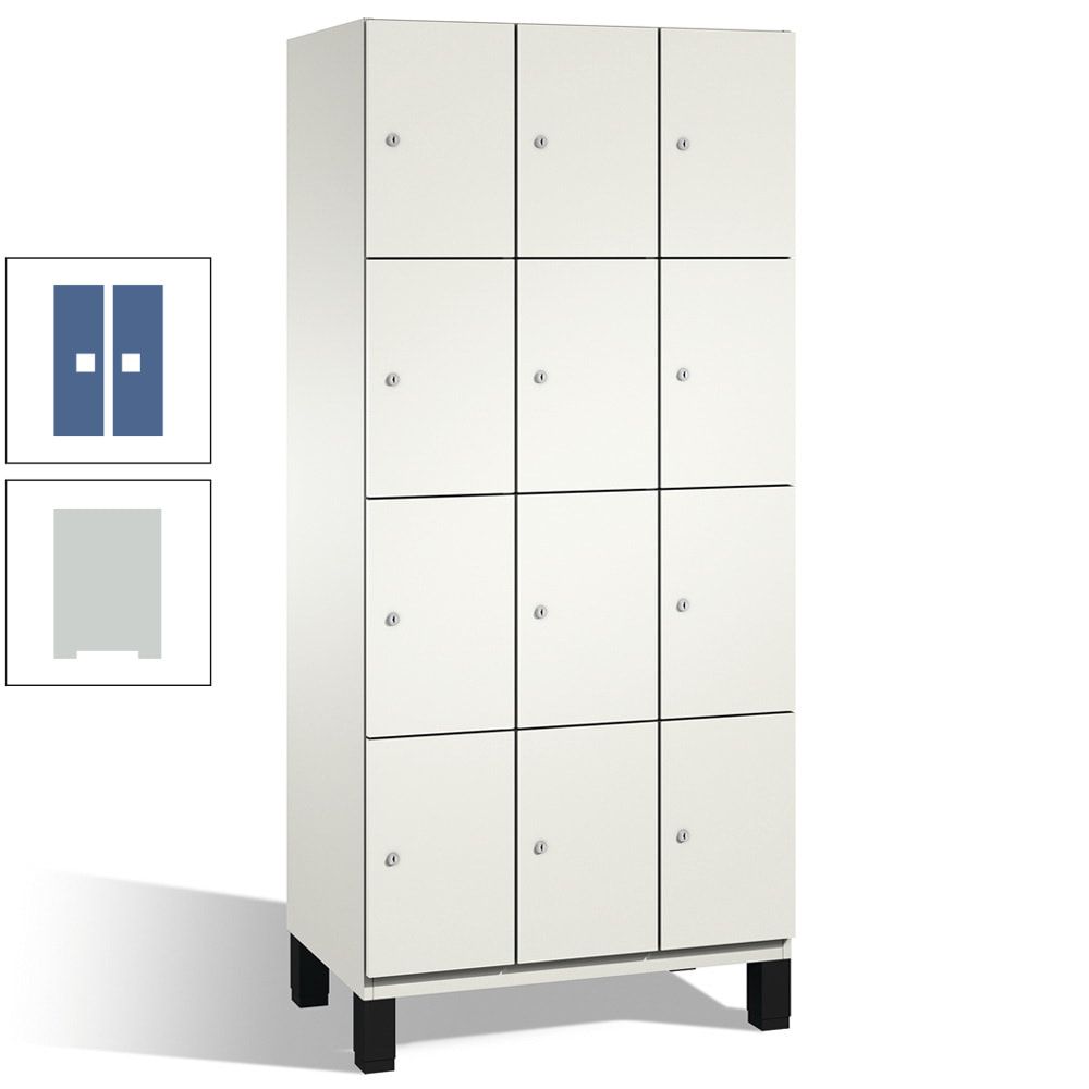 Fächerschrank, Stahlschrank, 12 Fächer, Türöffnungsbegrenzer, mit Füßen, Korpus lichtgrau, Tür anthrazitgrau, 1.980 x 900 x 525 mm (HxBxT)
