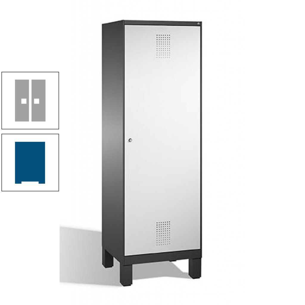 Doppel-Spind, Garderobenschrank, 1 Tür für 2 Abteile a 300 mm, Korpus anthrazitgrau, Türen anthrazitgrau, 1.850 x 600 x 500 mm (HxBxT)