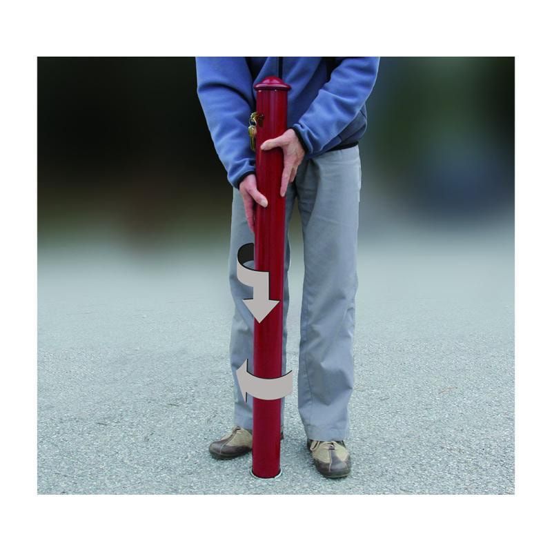 Herausnehmbarer Pfosten mit Helmkopf und Dreikantschloss - 76 x 885 mm (DxH) - Farbe enzianblau