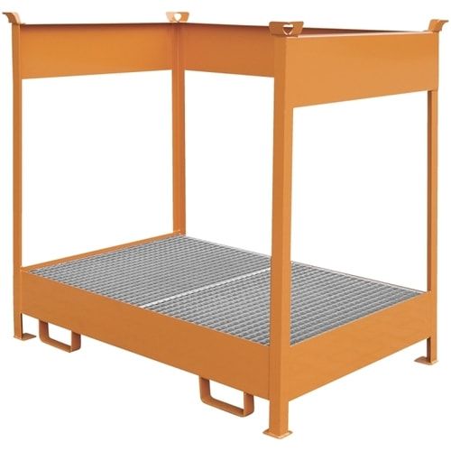 Eichinger Transport-Auffangwanne, Stahl, 210 Liter, 2 x 200l Fässer, stapelfähig, Gitterrost,1.465 x 1.120 x 1.515 mm (HxBxT), Farbe anthrazitgrau