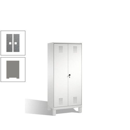 Doppel-Spind, Doppeltüren, Garderobenschrank mit Füßen, 2 Abteile a 400 mm, Korpus anthrazitgrau, Tür anthrazitgrau, 1.850 x 800 x 500 mm (HxBxT)