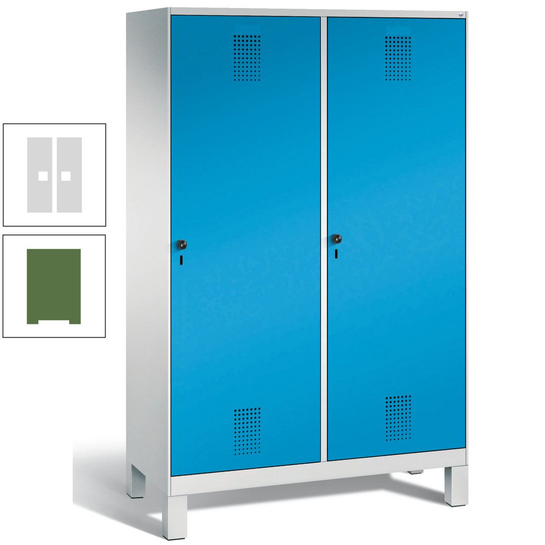 Doppel-Spind, Garderobenschrank, 2 Türen für 4 Abteile a 300 mm, Korpus anthrazitgrau, Türen anthrazitgrau, 1.850 x 1.200 x 500 mm (HxBxT)