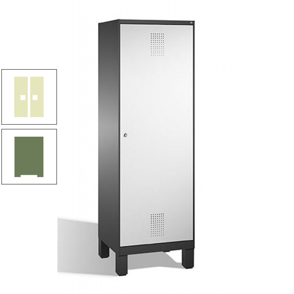 Doppel-Spind, Garderobenschrank, 1 Tür für 2 Abteile a 300 mm, Korpus anthrazitgrau, Türen anthrazitgrau, 1.850 x 600 x 500 mm (HxBxT)