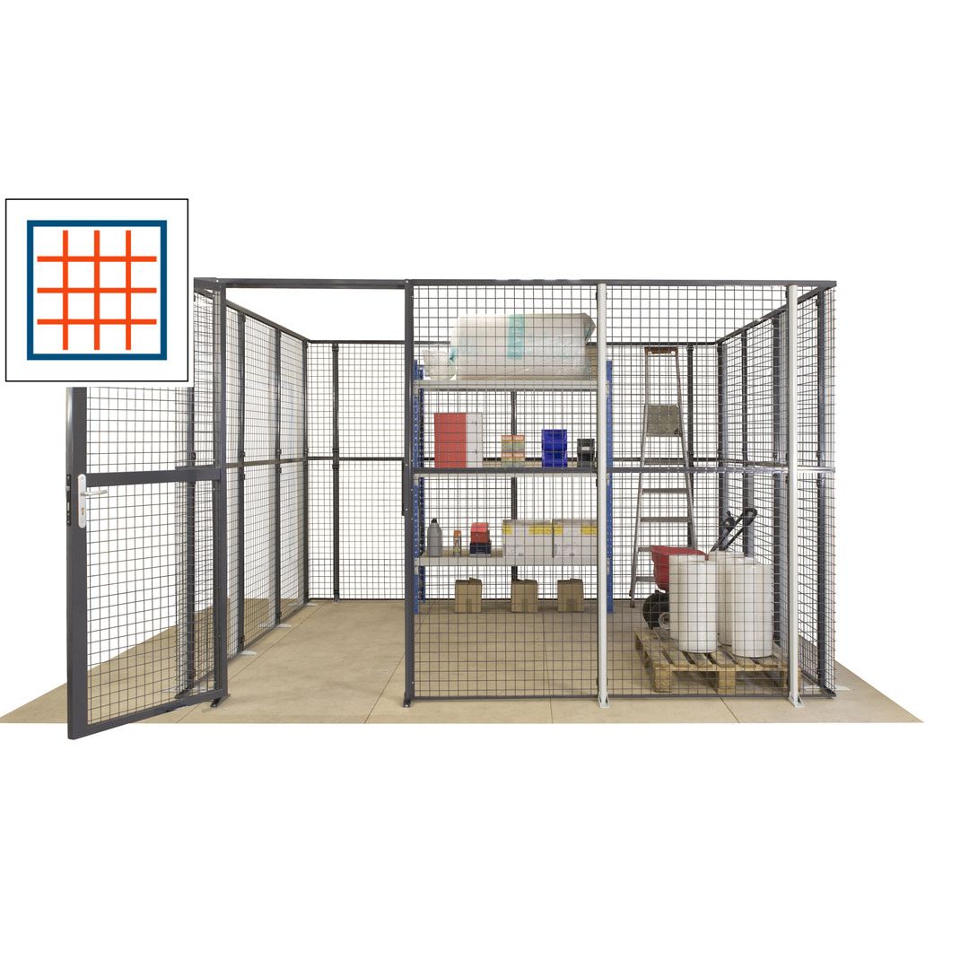 Maschinen Schutzgitter - Hallentrennwand - Sicherheitszaun - Tür - 72 m - 2.200 x 21.400 x 15.400 mm (HxBxT) - enzianblau