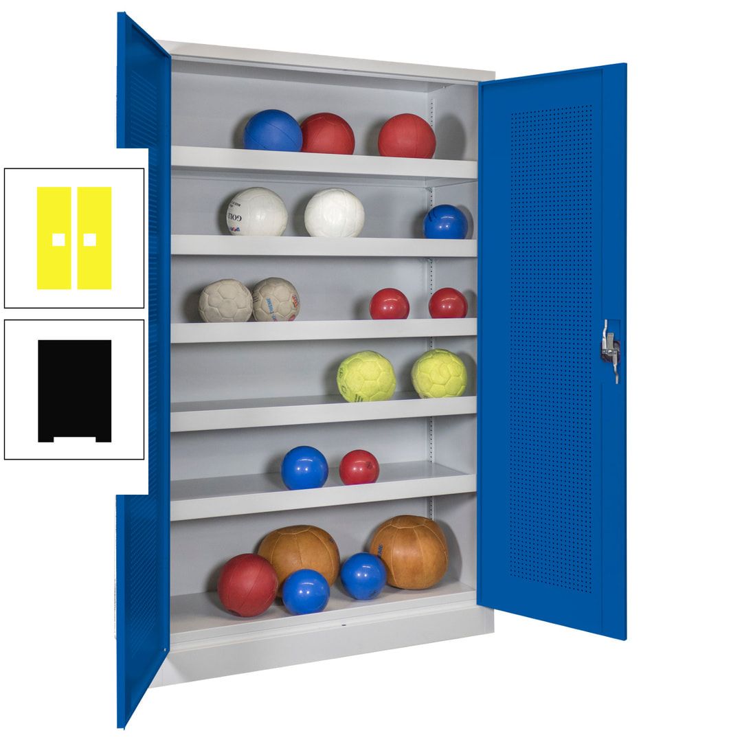 Ballschrank - Lochfeldtüren - 5 Böden - 1.950x1.200x500 mm (HxBxT) - anthrazitgrau