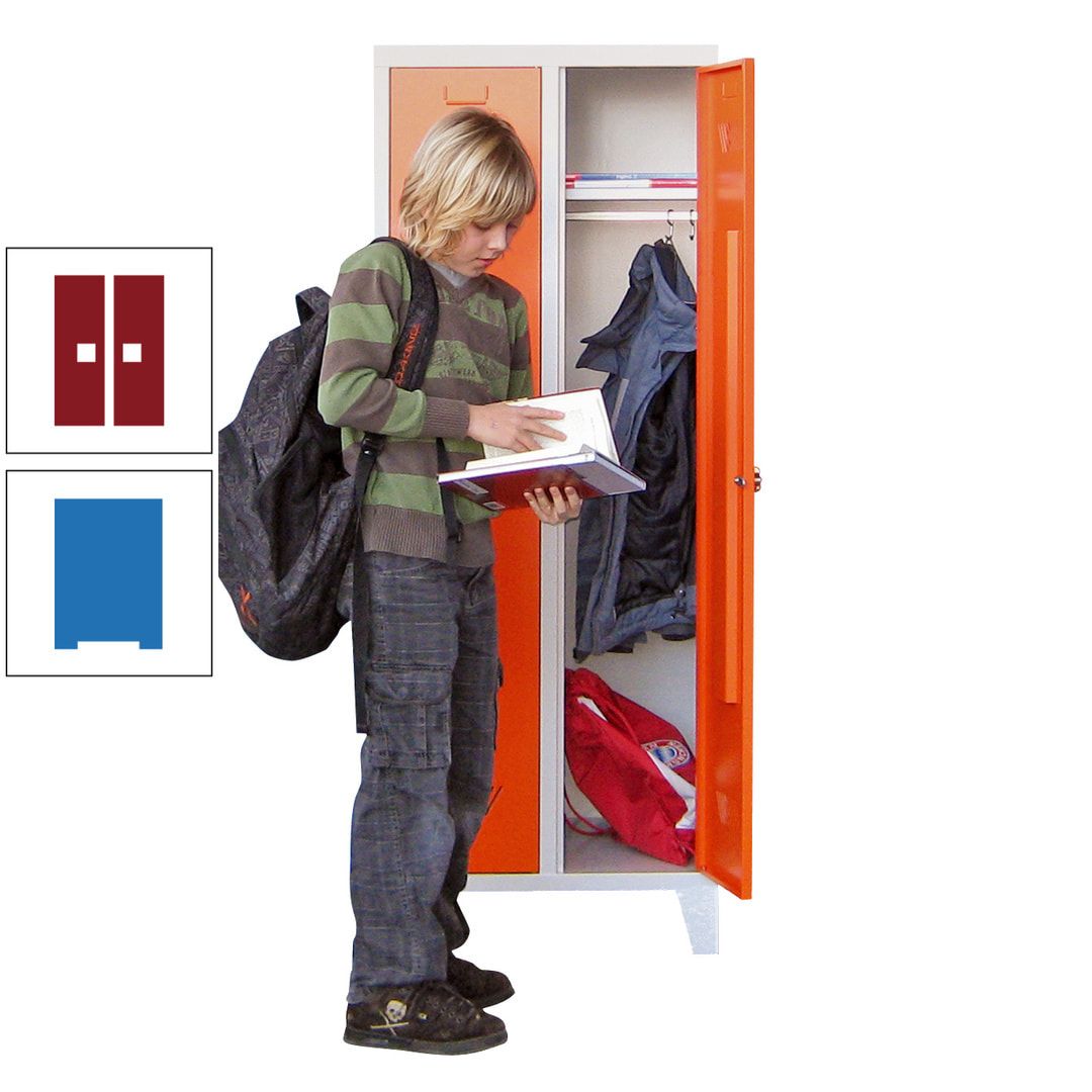 Spindschrank f. Schulen - mit Füßen - Höhe 1.600 mm - 3 Abteile a 300 mm - Drehriegel - anthrazitgrau