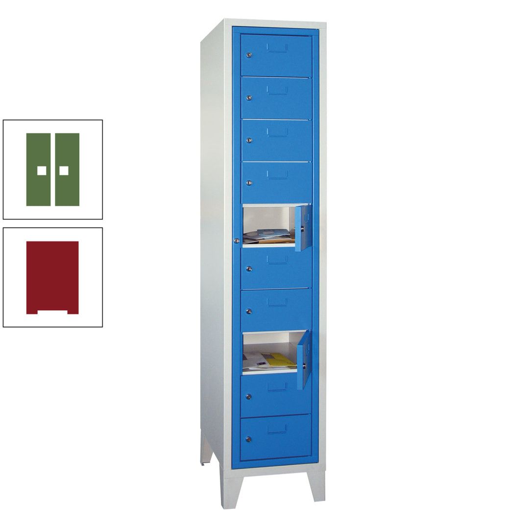 Schließfachschrank - Wäscheausgabeschrank - 10 Fächer a 315 mm - 1.850x400x500 mm (HxBxT) - Füße - Zylinderschloss - anthrazitgrau
