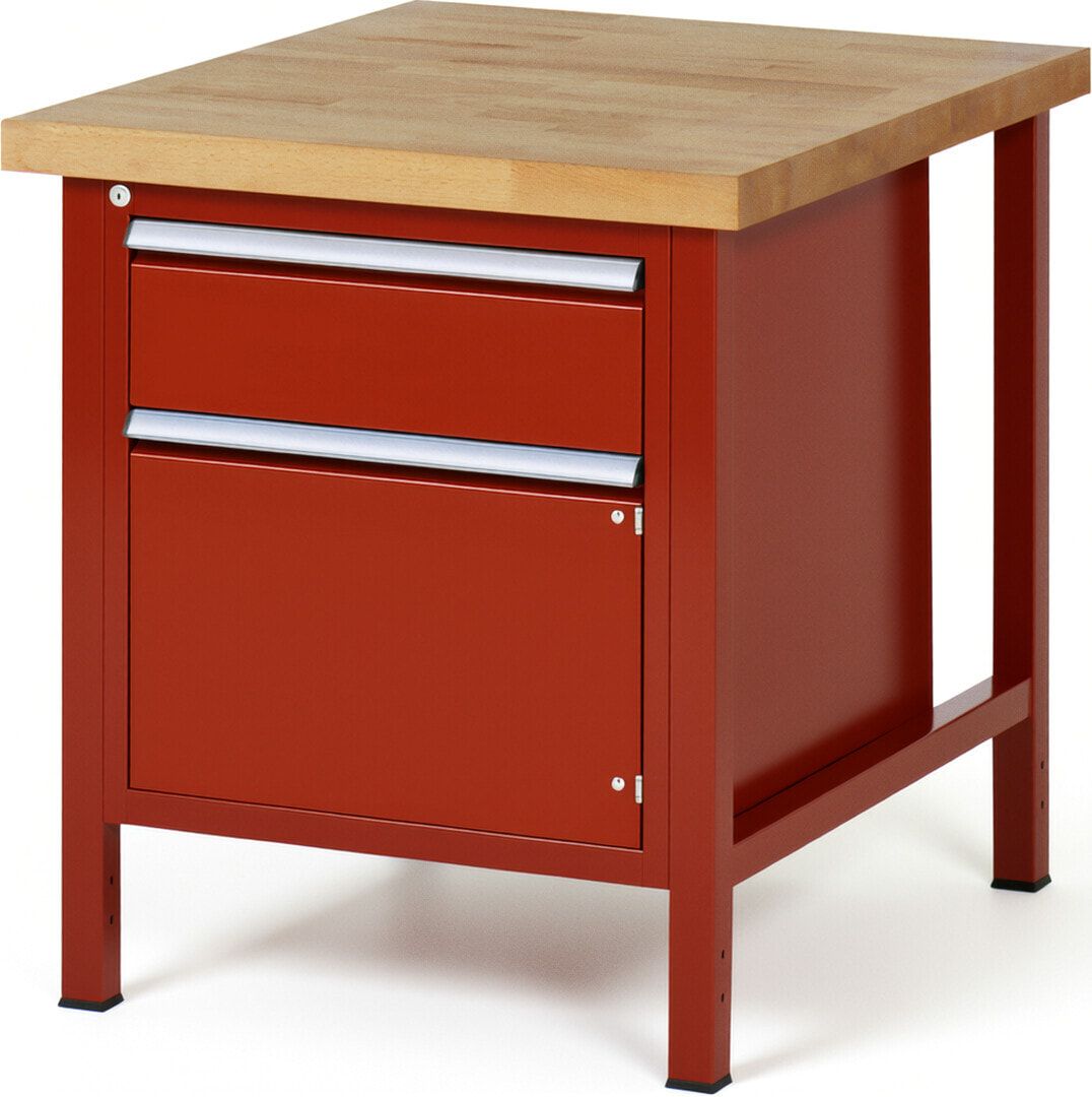 Werkbank, 1 Schrank - 1 Schublade - Teilauszug - 180:1 - Höhe 840-1.040 mm - 750 x 900 mm - 1.250 kg - Buche - Anthrazitgrau
