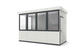 Bürocontainer, Pförtnerhäuschen, Kassenhaus, Anmeldung, mobil, für Außen, 2.800 x 4.045 x 2.045 mm (HxBxT), 8,27 qm, Inklusive Fußboden