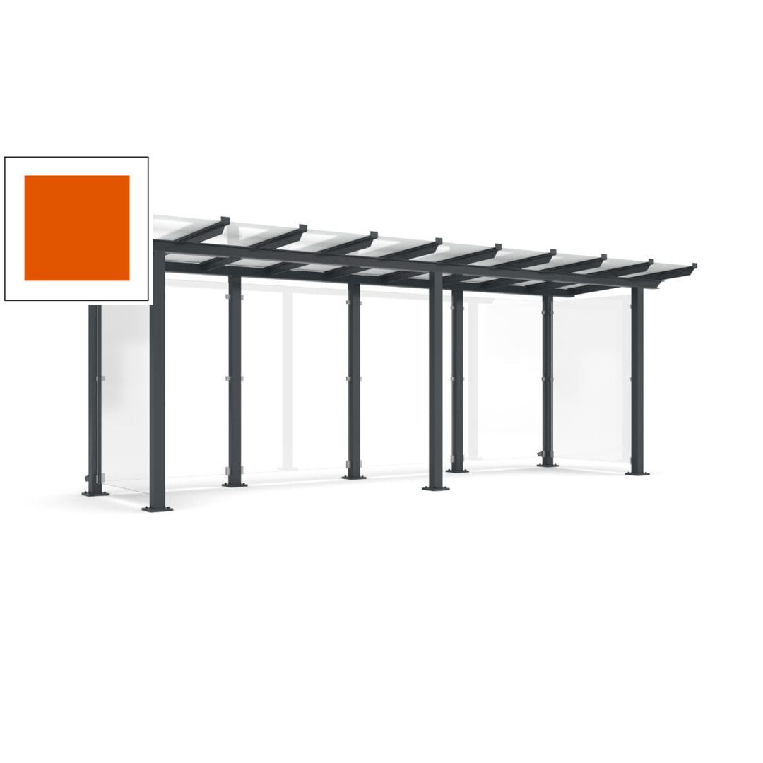 Unterstand mit Pultdach und Sicherheitsglas - feuerverzinkt und farbbeschichtet - 2.435 x 6.850 x 2.090 (HxBxT) - Farbe Achatgrau