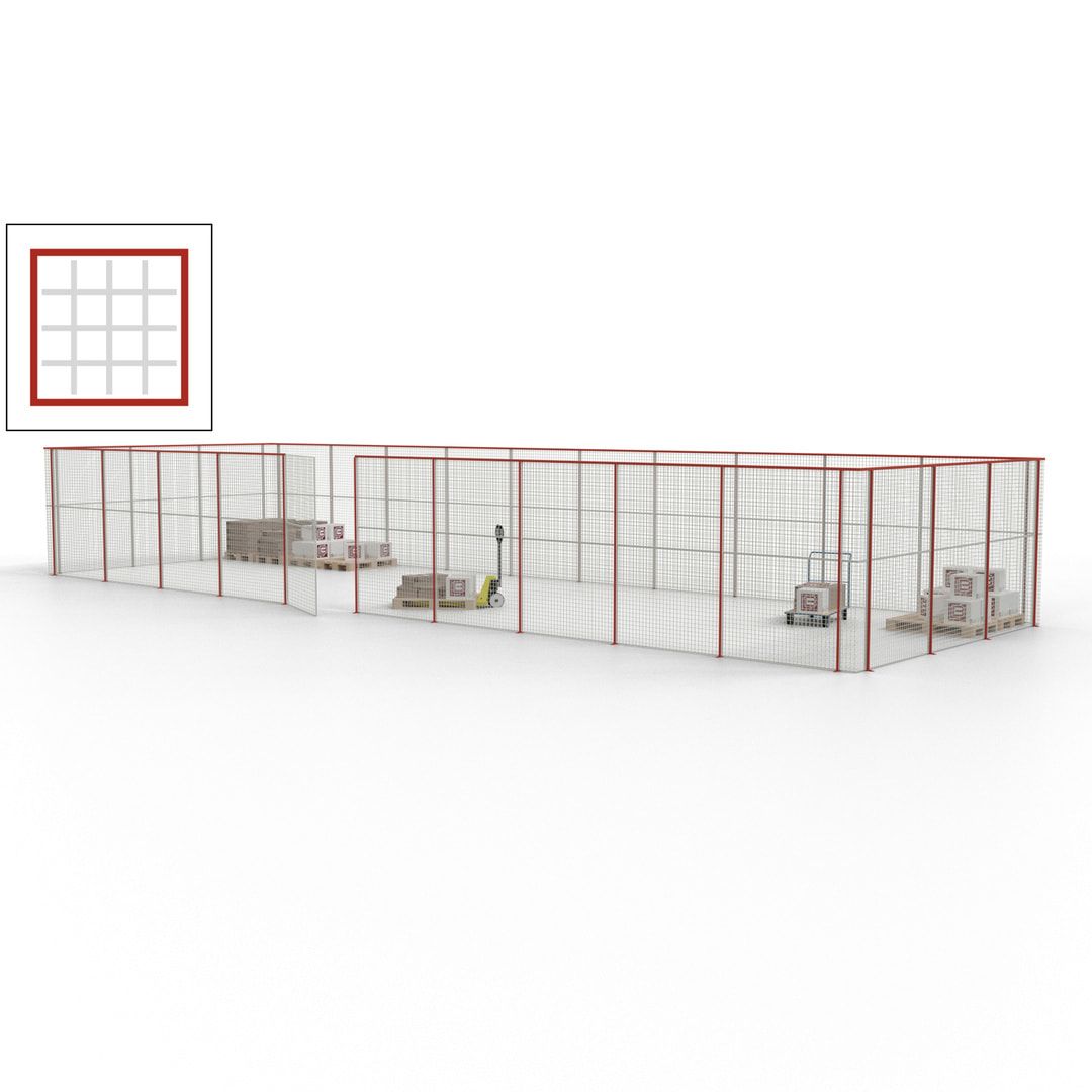 Maschinen Schutzgitter - Hallentrennwand - Sicherheitszaun - Tür - 39 m - 2.200 x 15.400 x 4.900 mm (HxBxT) - enzianblau