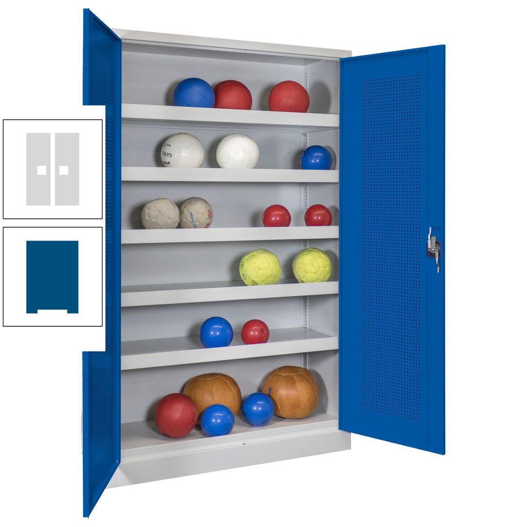 Ballschrank - Lochfeldtüren - 5 Böden - 1.950x1.200x500 mm (HxBxT) - anthrazitgrau