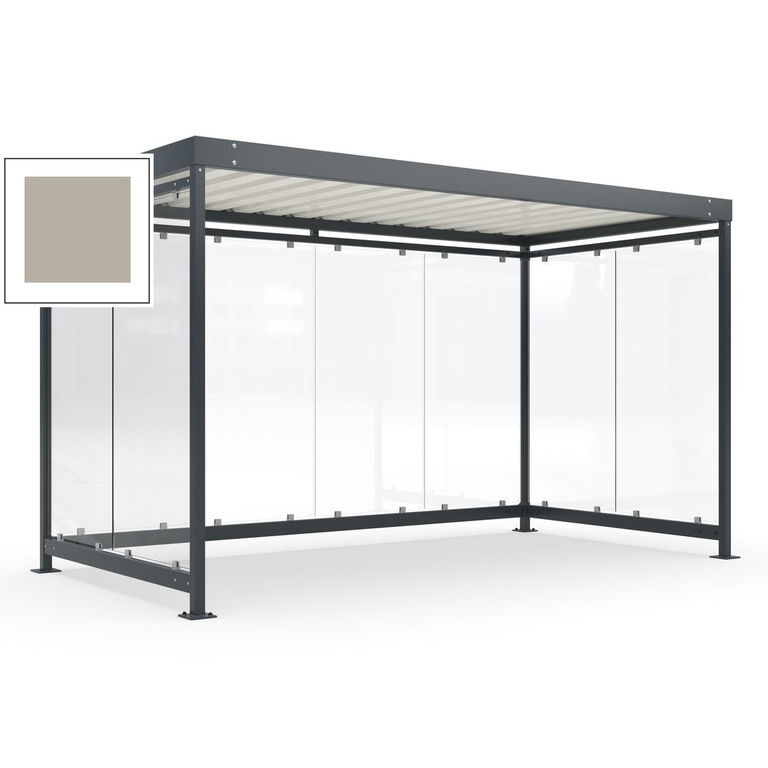 Fahrradunterstand, Fahrgastunterstand, Bushaltestelle, Bausatz, 12-13 Personen, 2.510 x 4.195 x 2.165 mm (HxBxT), 8 Wände, Achatgrau