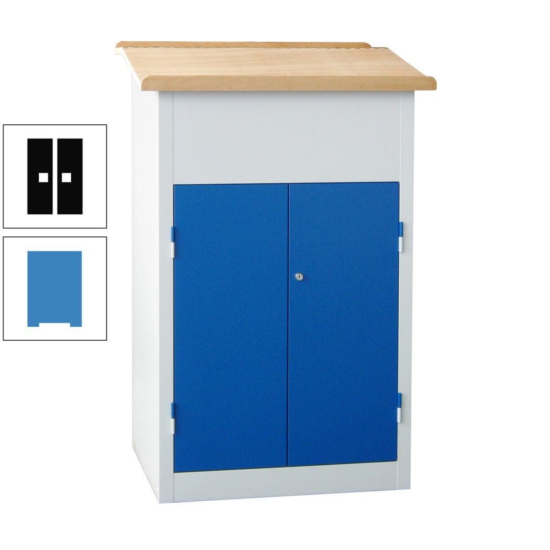 Stehpult mit Schrank - Vollblechtür - Zylinderschloss - 2 Böden - 1.200 x 700 x 600 mm (HxBxT) - anthrazitgrau