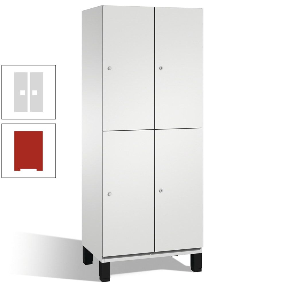 Fächerschrank, Stahlschrank, doppelstöckig, 4 Fächer, Füße, Korpus anthrazitgrau, Tür anthrazitgrau, 1.980 x 600 x 525 mm (HxBxT)