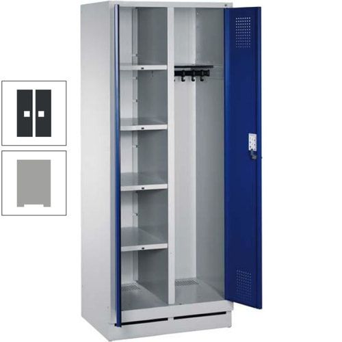 Mehrzweckschrank, Doppeltüren, Füße, 2 Abteile a 300 mm, Korpus anthrazitgrau, Tür anthrazitgrau, 1.800 x 600 x 500 mm (HxBxT)