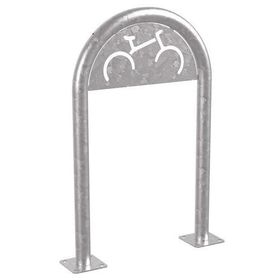Fahrradbügel - Fahrradständer - mit Beschilderung - auf Bodenplatten - Stahl - Büroklammerform - 1.000 x 625 mm (HxB) - Feuerverzinkt