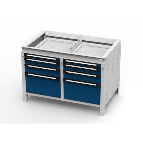OTTOKIND Werkbank - bündige Arbeitsplatte - 850 x 1.150 x 750 mm (HxBxT) - 8 Schubladen - lichtgrau
