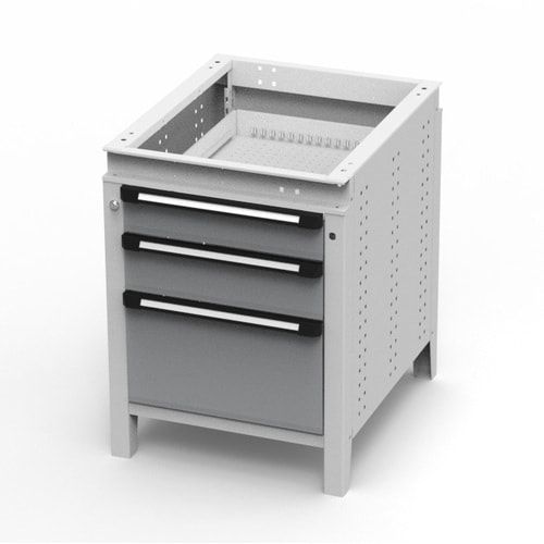 OTTOKIND Werkbank - Arbeitsplatte bündig - 850 x 605 x 750 mm (HxBxT) - 3 Schubladen - lichtgrau