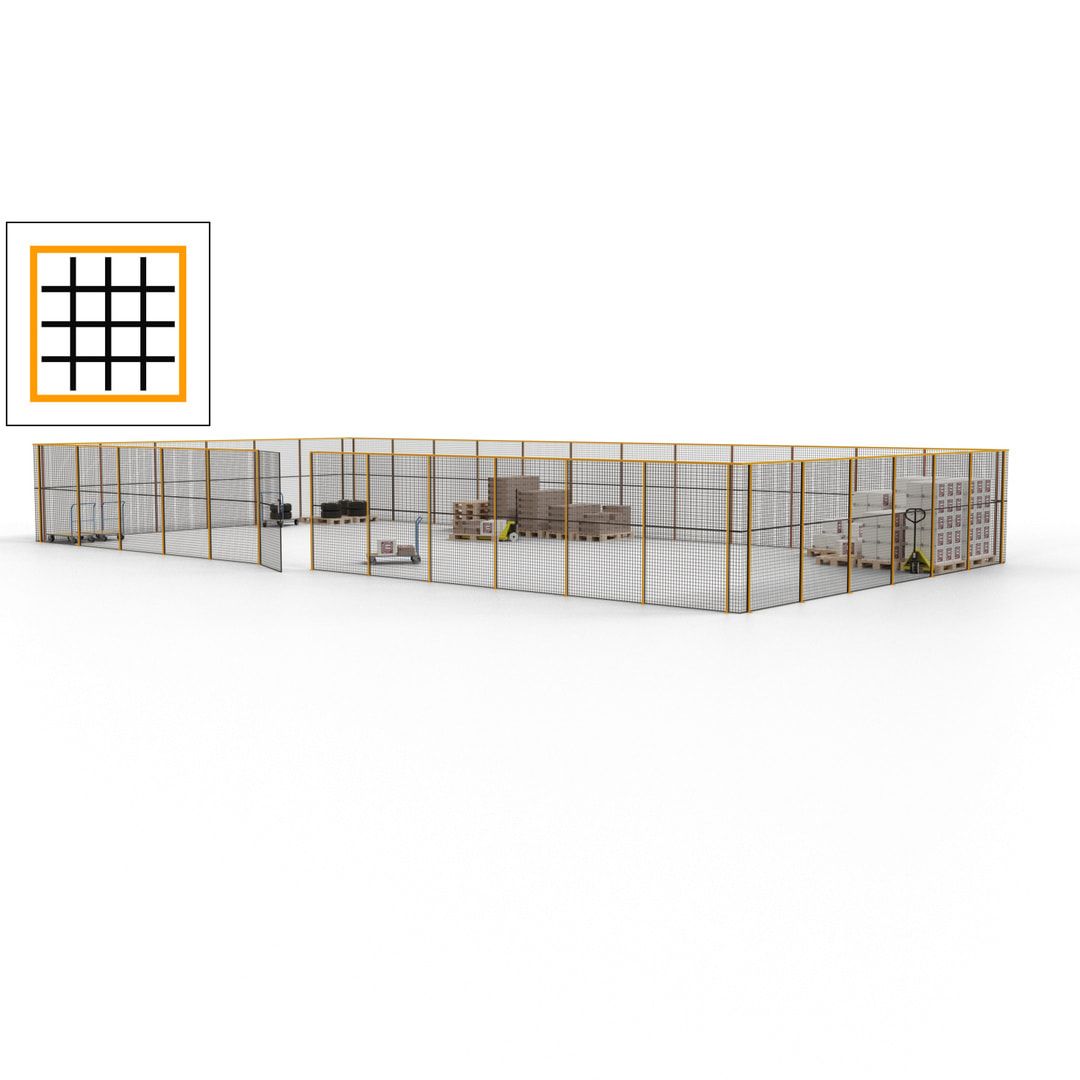 Maschinen Schutzgitter - Hallentrennwand - Sicherheitszaun - Tür - 54 m - 2.200 x 18.400 x 9.400 mm (HxBxT) - enzianblau