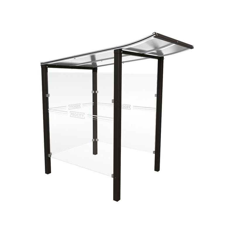 Automatenüberdachung, Automatendach, Stahlpfosten, Polycarbonatdach, UV-behandelt, Einbetonierung, 2.100 x 1.300 x 1.500 mm (HxBxT), Farbe enzianblau