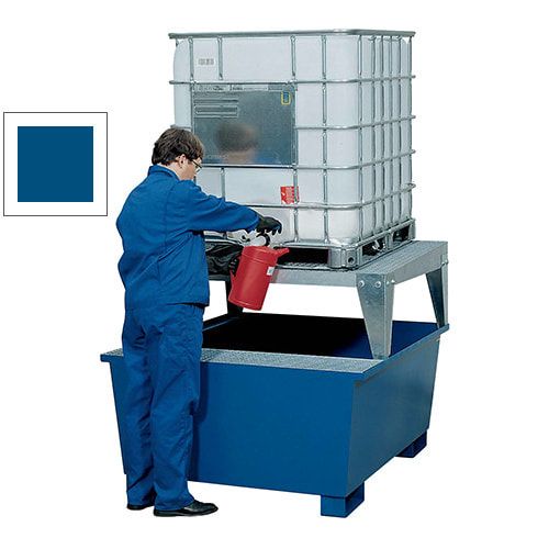 Auffangwanne für 1 x 1.000 l IBC - Abfüllbock - 1.180 x 1.350 x 1.650 mm (HxBxT) - enzianblau
