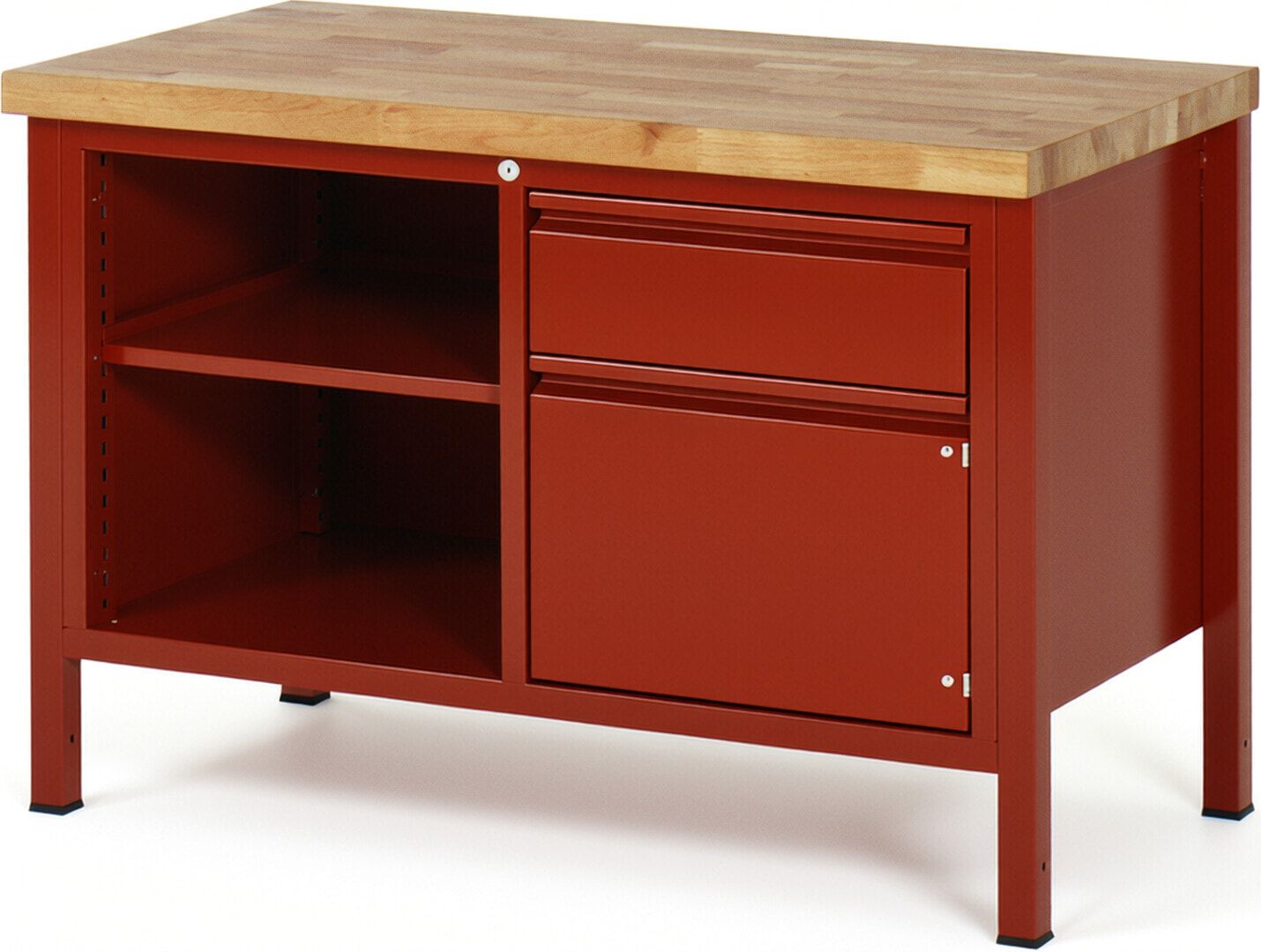Werkbank - 1 Schublade - 180:1 - 1 Schrank - höhenverstellbar 840 - 1.040 mm - 1.250 x 700 mm - 1.250 kg - Buche - Anthrazitgrau