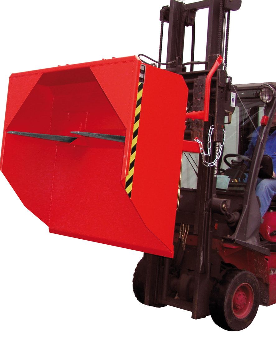 BAUER Staplerschaufel - 1.000 l - 2.000 kg - mechanisch - Zinkenöffnung - feuerrot